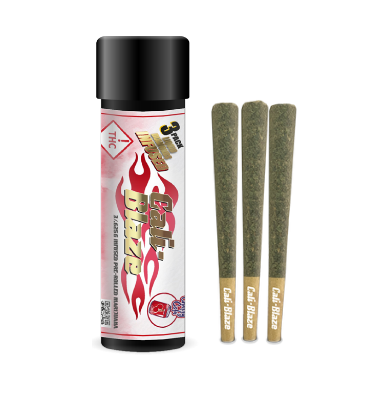 Photograph of product: Cali Blaze Infused Pre-Roll 3pk Cherry Cola x MAC 1.8g