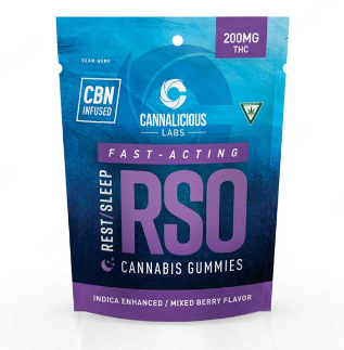 Photograph of Product: Cannalicious - Gummies - 200mg RSO Rest - Mixed Berry - Indica