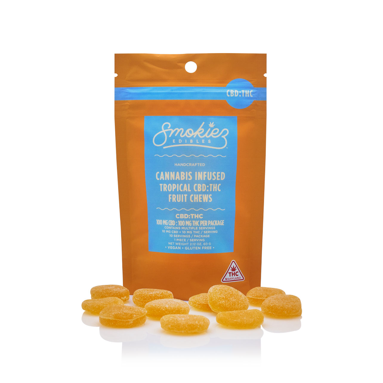 Photograph of product: Tropical Fruit 10:10 (TH-oui:CBD) Chews - 100mg