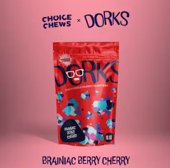 Photograph of product: Brainiac Berry Cherry (I) - Gummy Clusters (100mg) - Dorks by Choice Chews