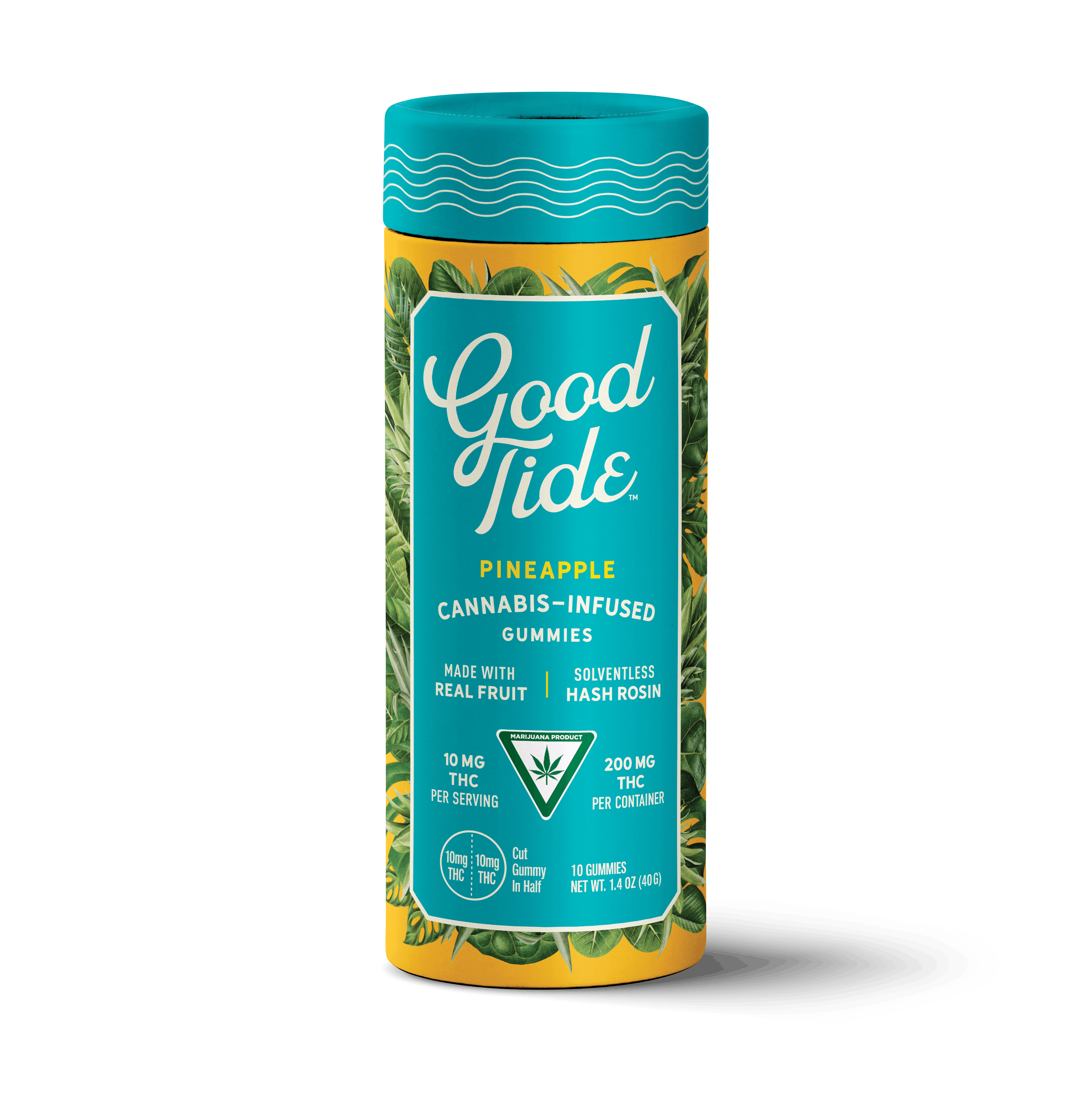 Photograph of product: Pineapple | 20mg TH-oui x 10pk | Rosin Infused | Good Tide