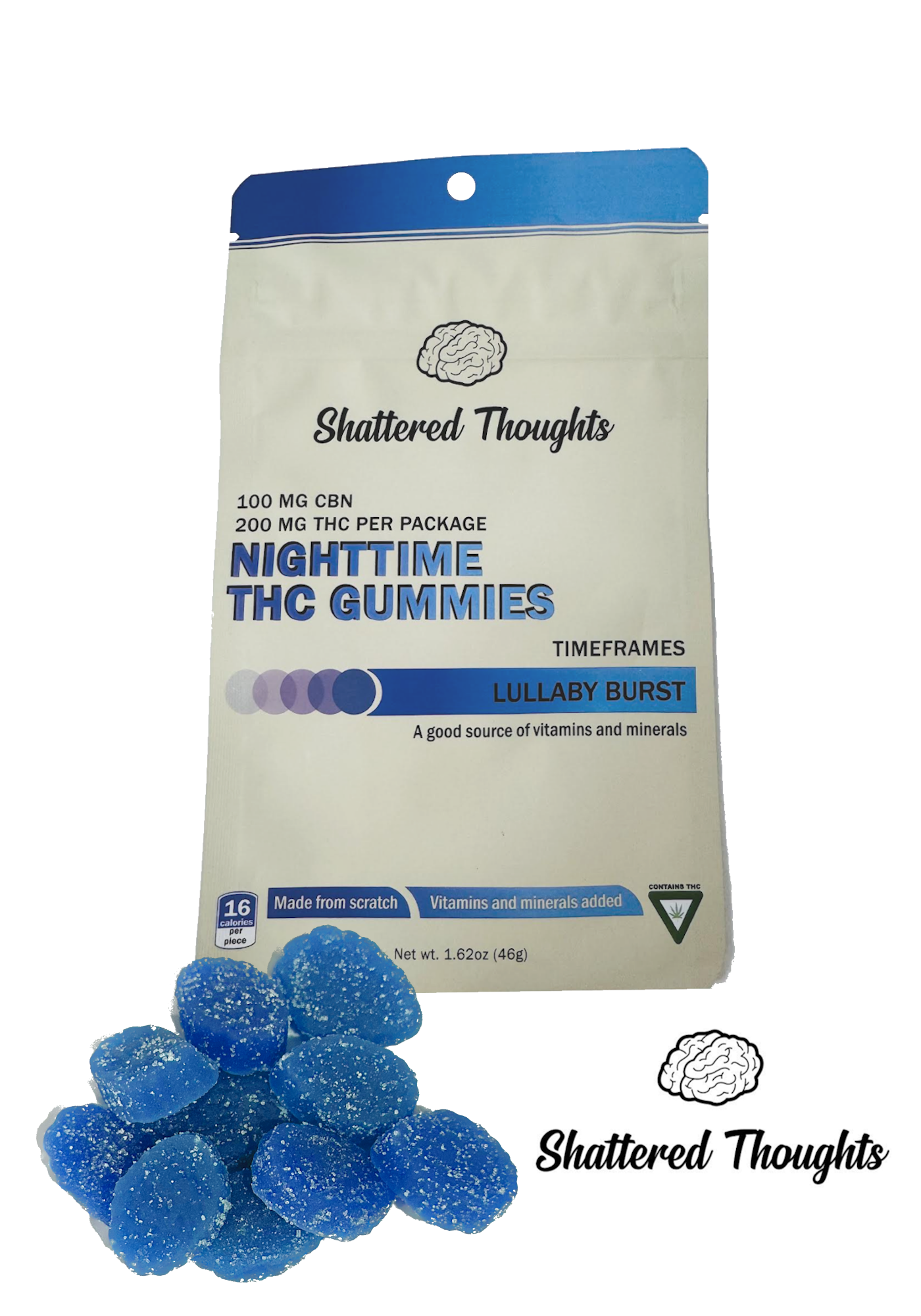 Photograph of product: Shattered Thoughts 200mg Lullaby Burst Gummies