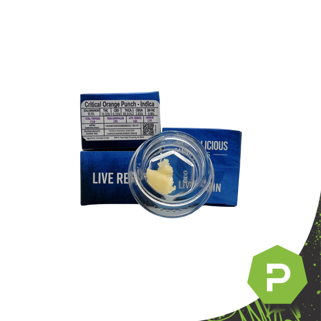 Photograph of product: Cannalicious Live Resin | Critical Orange  Punch