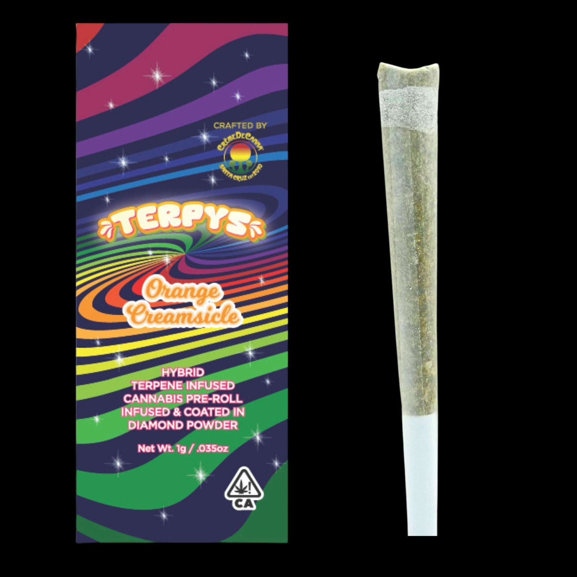 Photograph of product: Creme De Canna | Orange Creamsicle | Terpys Diamond Infused Pre Roll | 1g 