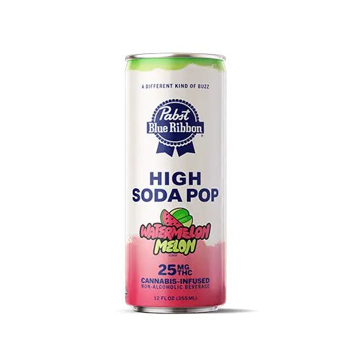 Photograph of Product: Pabst Blue Ribbon – High Seltzer – Watermelon Melon – 25mg - 