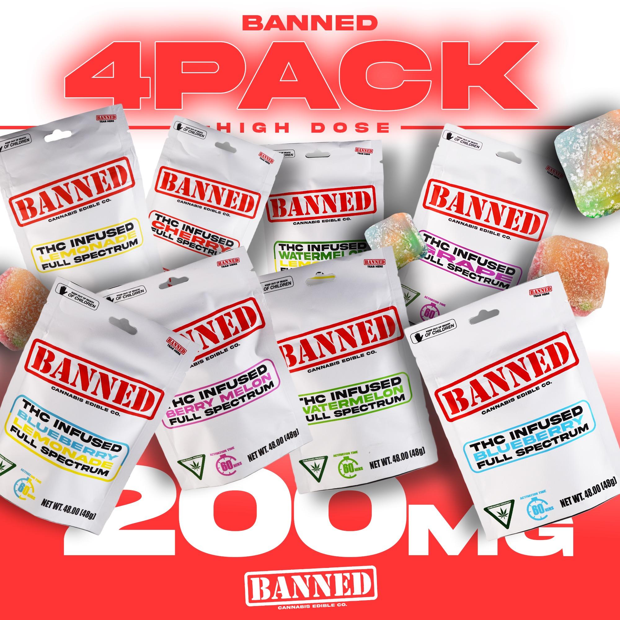 Photograph of product: Banned | 200mg Gummies | Paradise Punch
