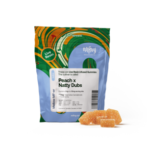 Photograph of product: MFNY | Peach X Natty Dubs Live Resin | Gummies 10 Pack | 100mg