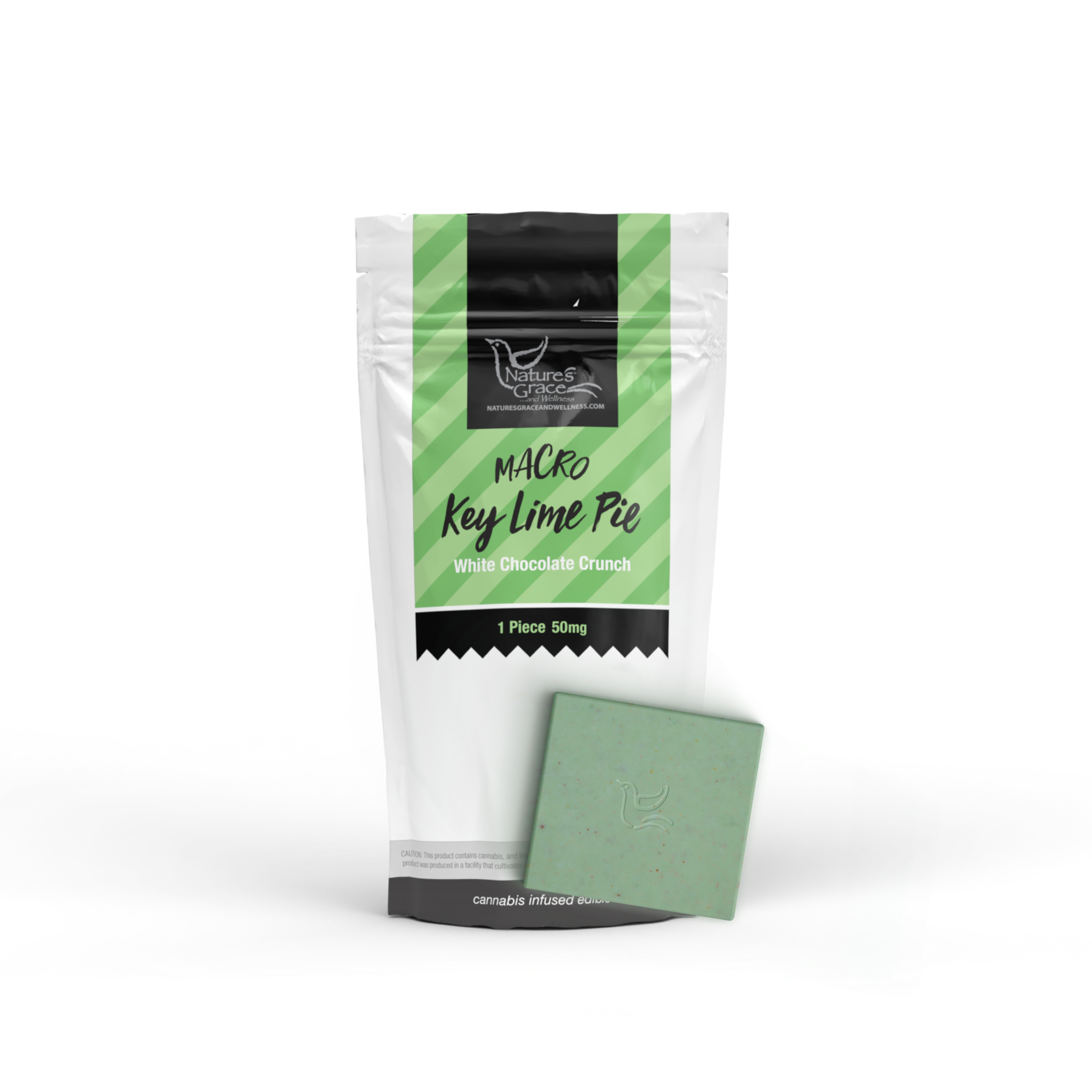 Photograph of product: MACRO Key Lime Pie Crunch White Chocolate Bar | 50mg | Nature's Grace
