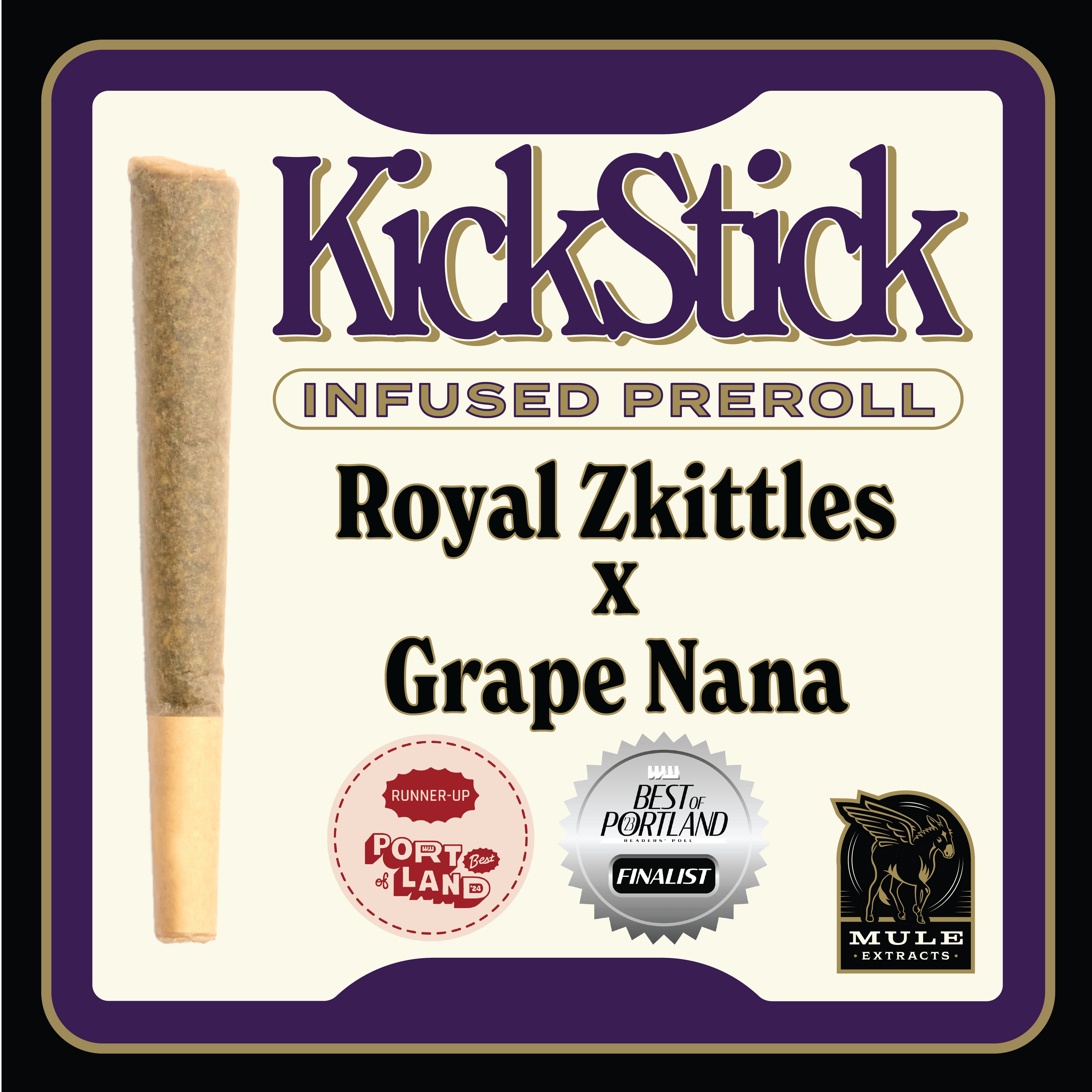 Photograph of product: Mule - Royal Zkittlez x Grape Nana - 1g Infused PreRoll