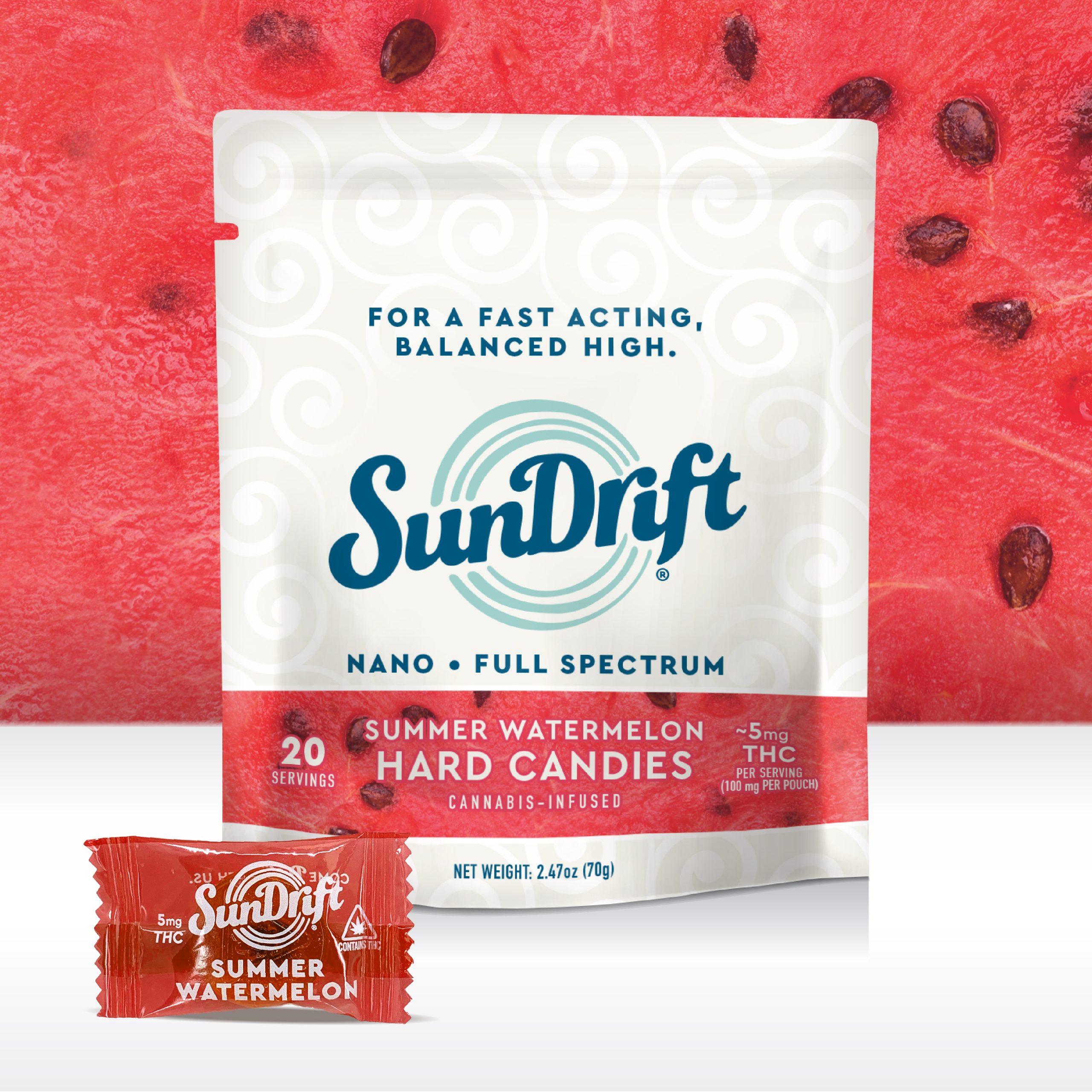 Photograph of product: SunDrift | Summer Watermelon | Hard Candies | 5mg