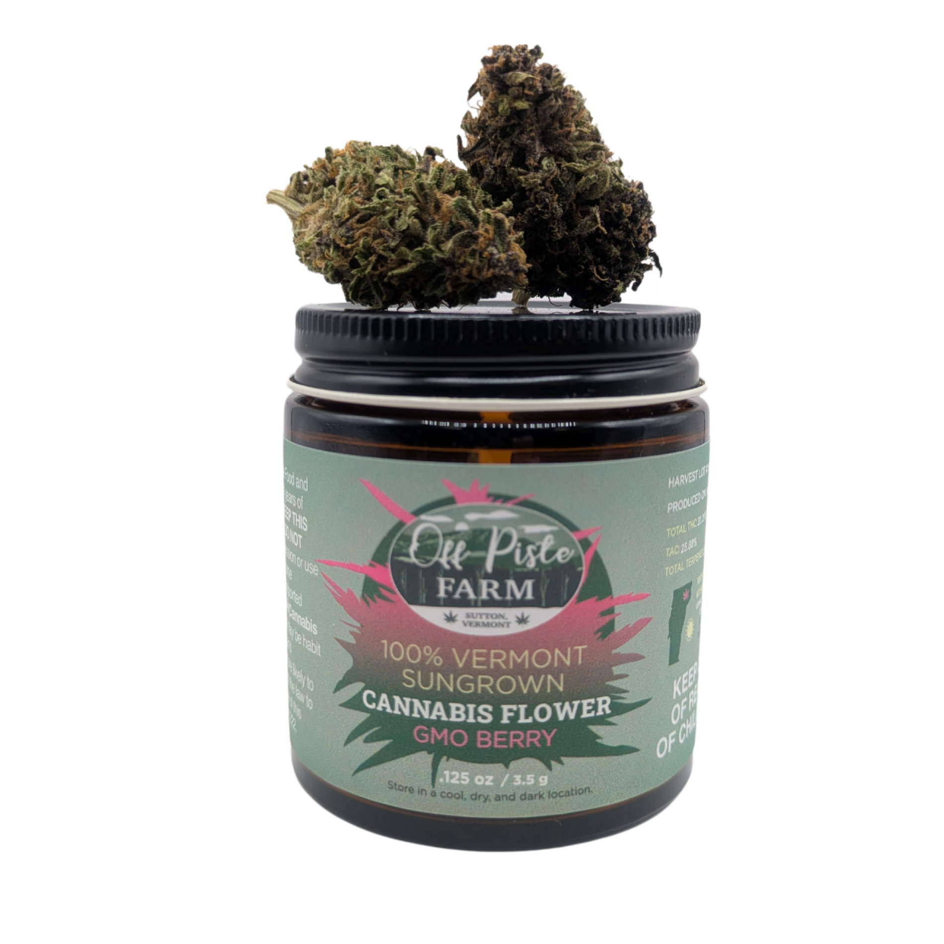 Photograph of product: GMO Berry | 1/8 Outdoor Flower | - 3.5g