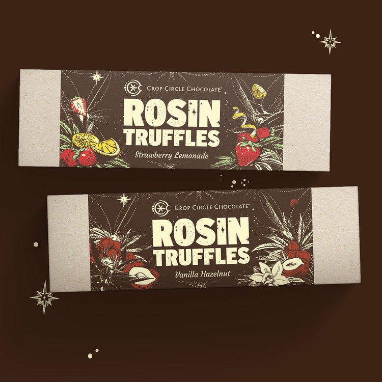 Photograph of product: CROP CIRCLE | 5PC ROSIN TRUFFLES | TALLYMON | VANILLA HAZELNUT | 100MG