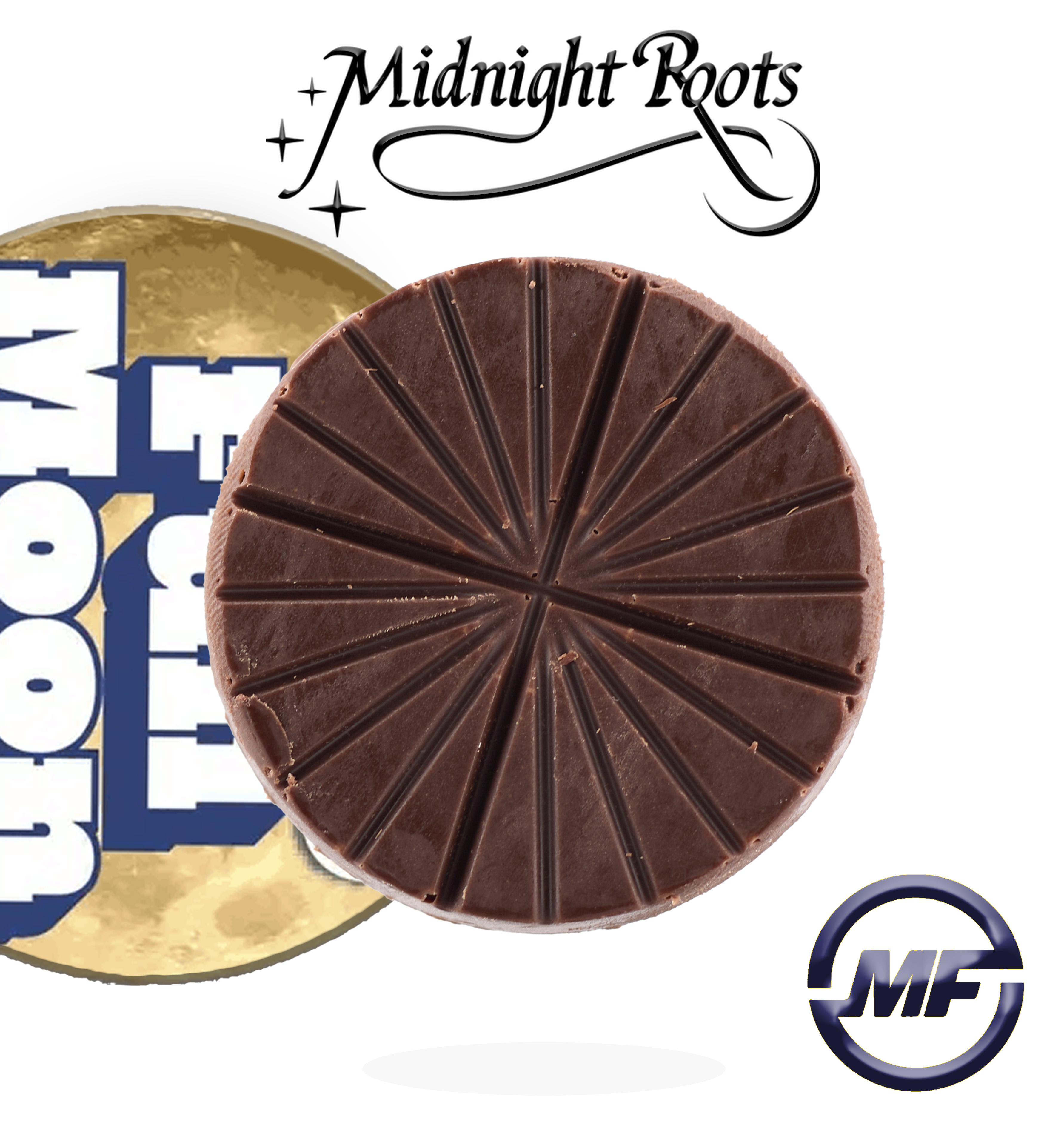 Photograph of product: Midnight Roots | Thin Mint Dark Chocolate Full Moon | Bite Sized Chocolate | 200mg