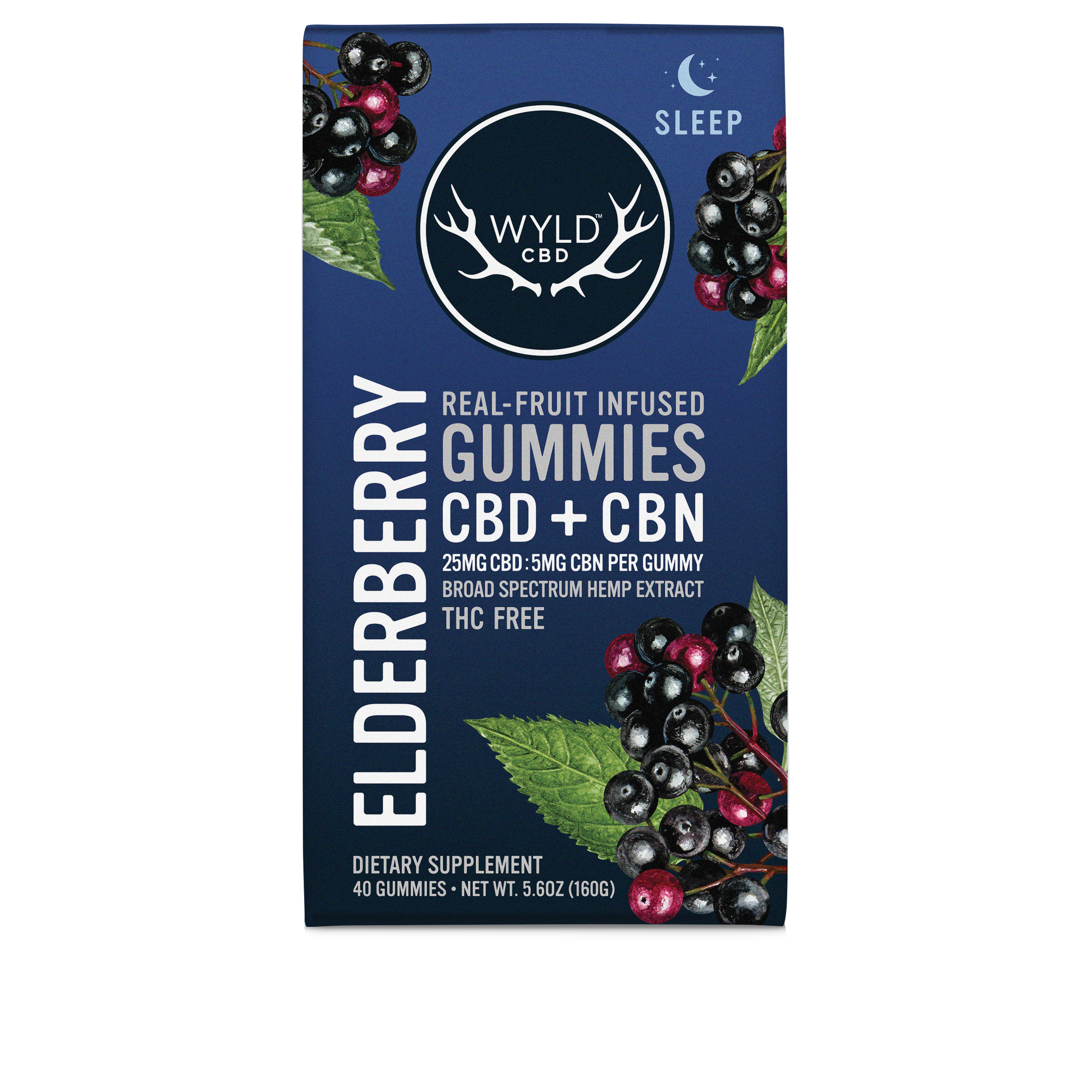 Photograph of product: Wyld - Elderberry - 40pc CBD:CBN Hemp Gummy