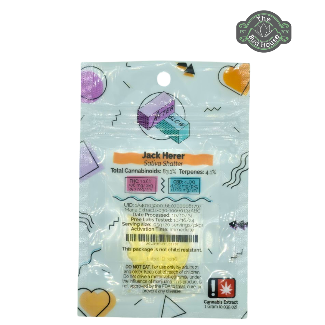 Photograph of product: After Glow 1g JACK HERER Shatter