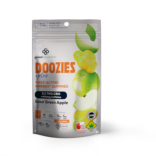 Photograph of product: Doozies - Green Apple + Caffeine 2:1  - 10mg TH-oui 5mg CBG - Edible - 10pk
