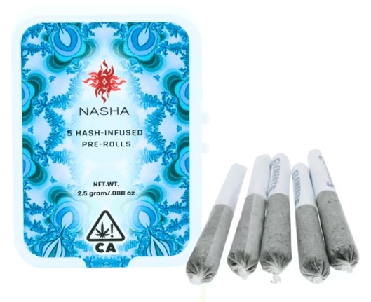 Photograph of product: NASHA OG X SKUNK1 X GRAPE PIE au chocolat INFUSED PREROLL 5 PACK Oui'd