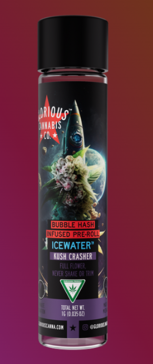 Photograph of product: GLORIOUS | ICC | Infused Preroll | Bublle au chocolat |  Kush Crasher