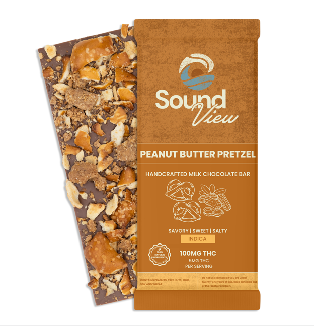 Photograph of product: Peanut Butter Pretzel Milk Chocolate Bar | T99.8mg | 00093 | 20pk