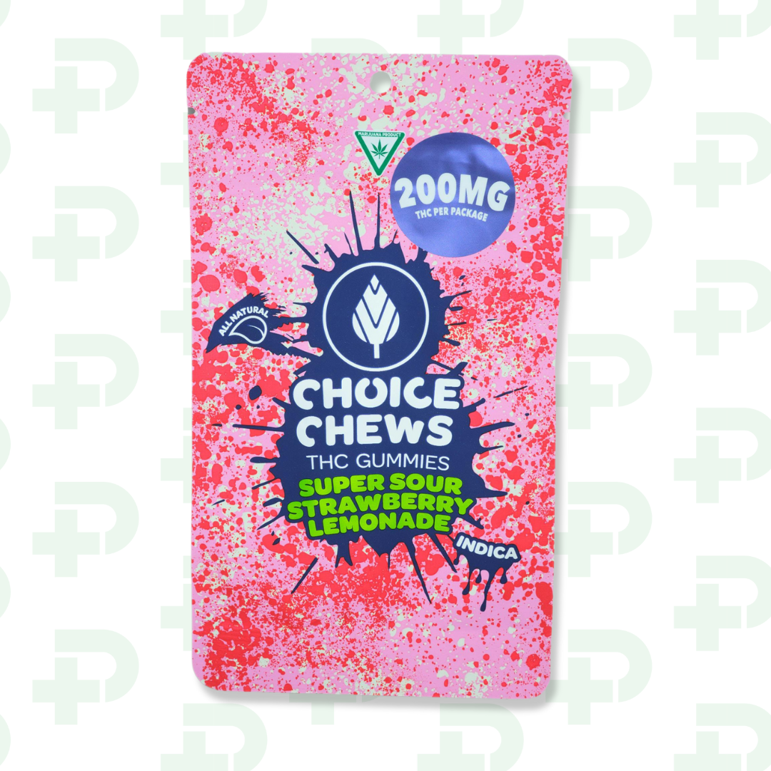 Photograph of product: Choice 200mg Gummies - Oui'd - Super Sour Strawberry Lemonade