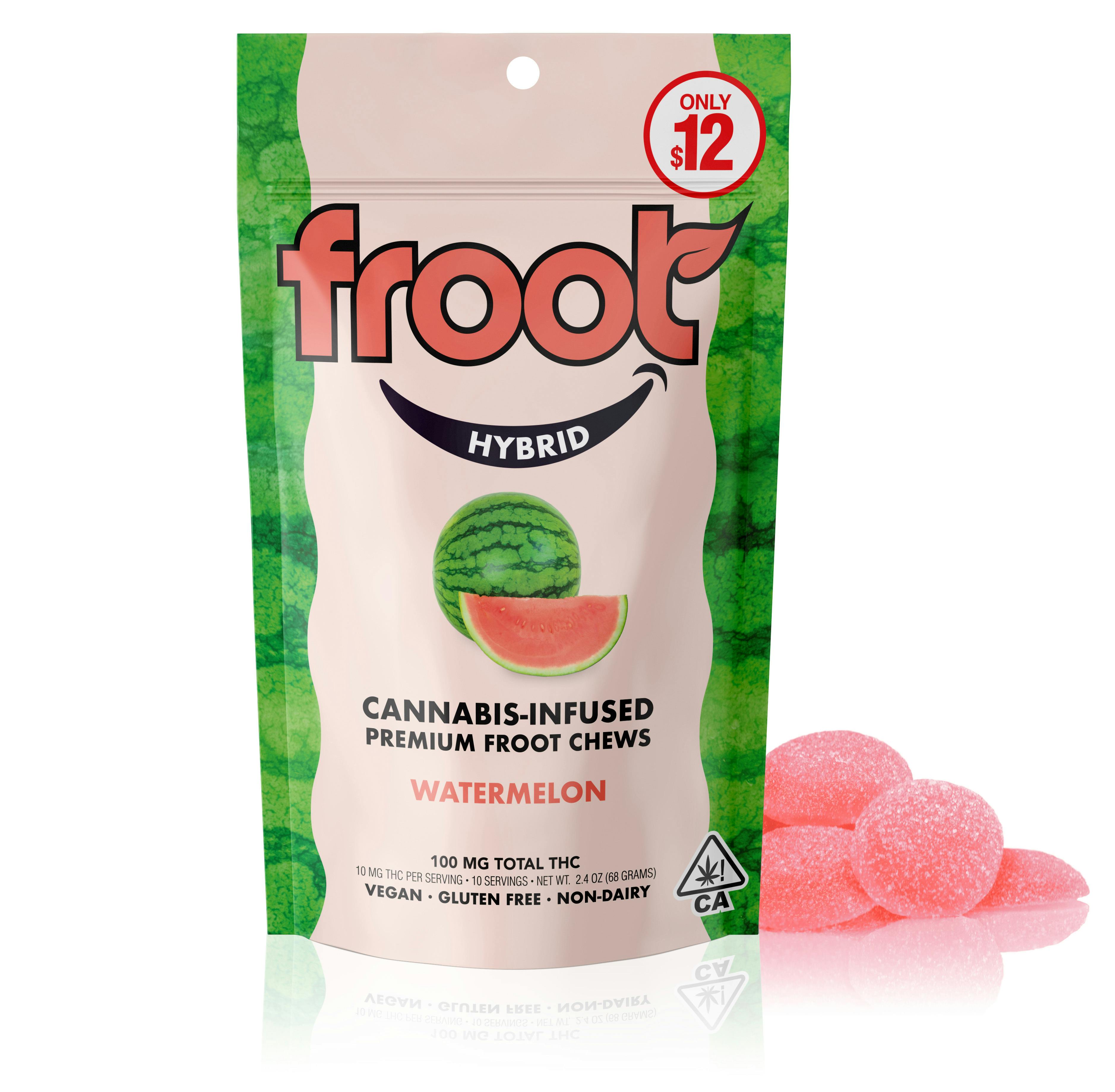 Photograph of product: Froot - 10pk Watermelon 100mg Gummies