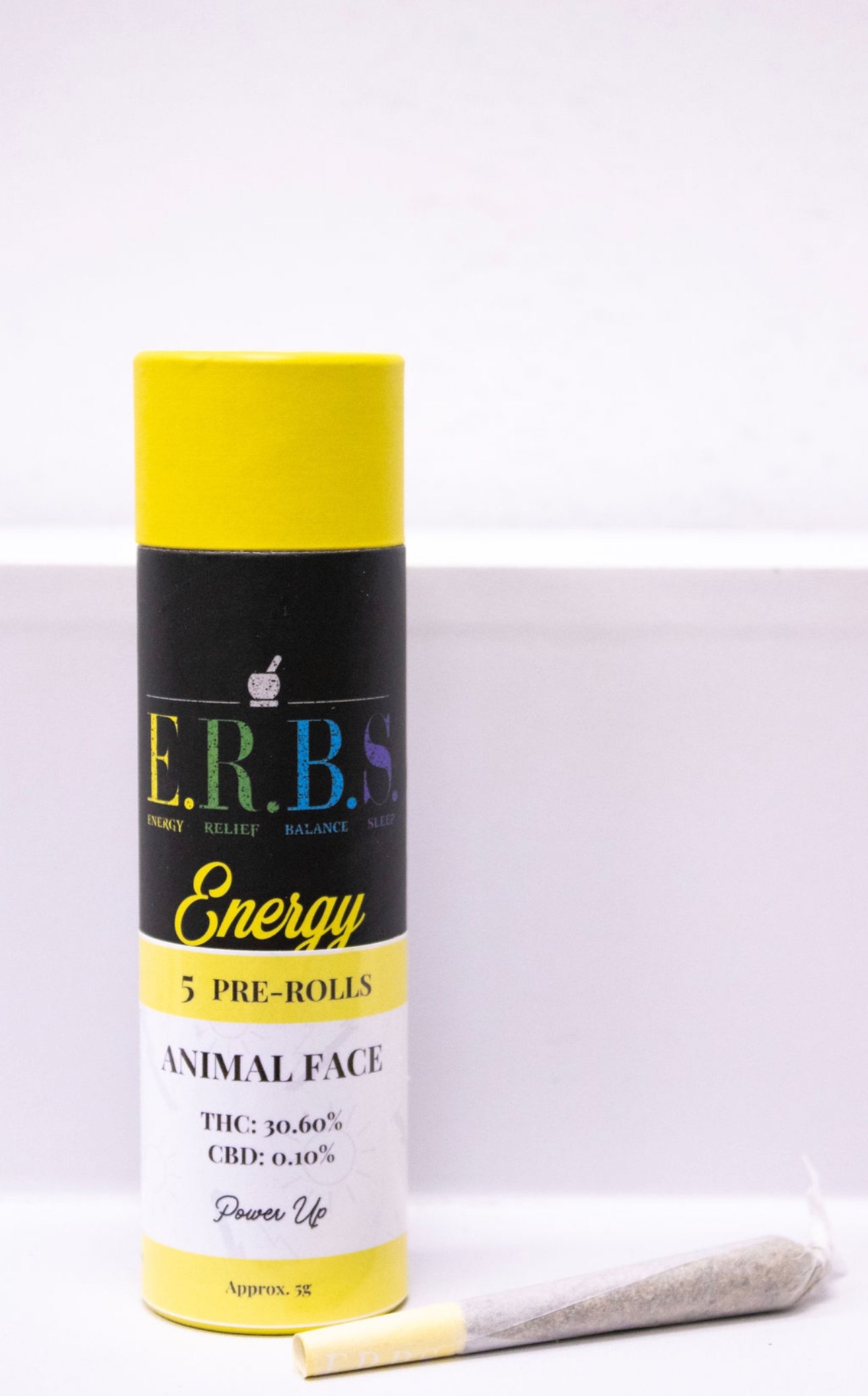 Photograph of product: E.R.B.S. Energy (5G) 5Pack 1g Pre-Roll Animal Face