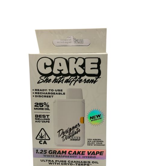 Photograph of product: Cake - White Raspberry 1.25g Rechargeable Designer Distillate - 