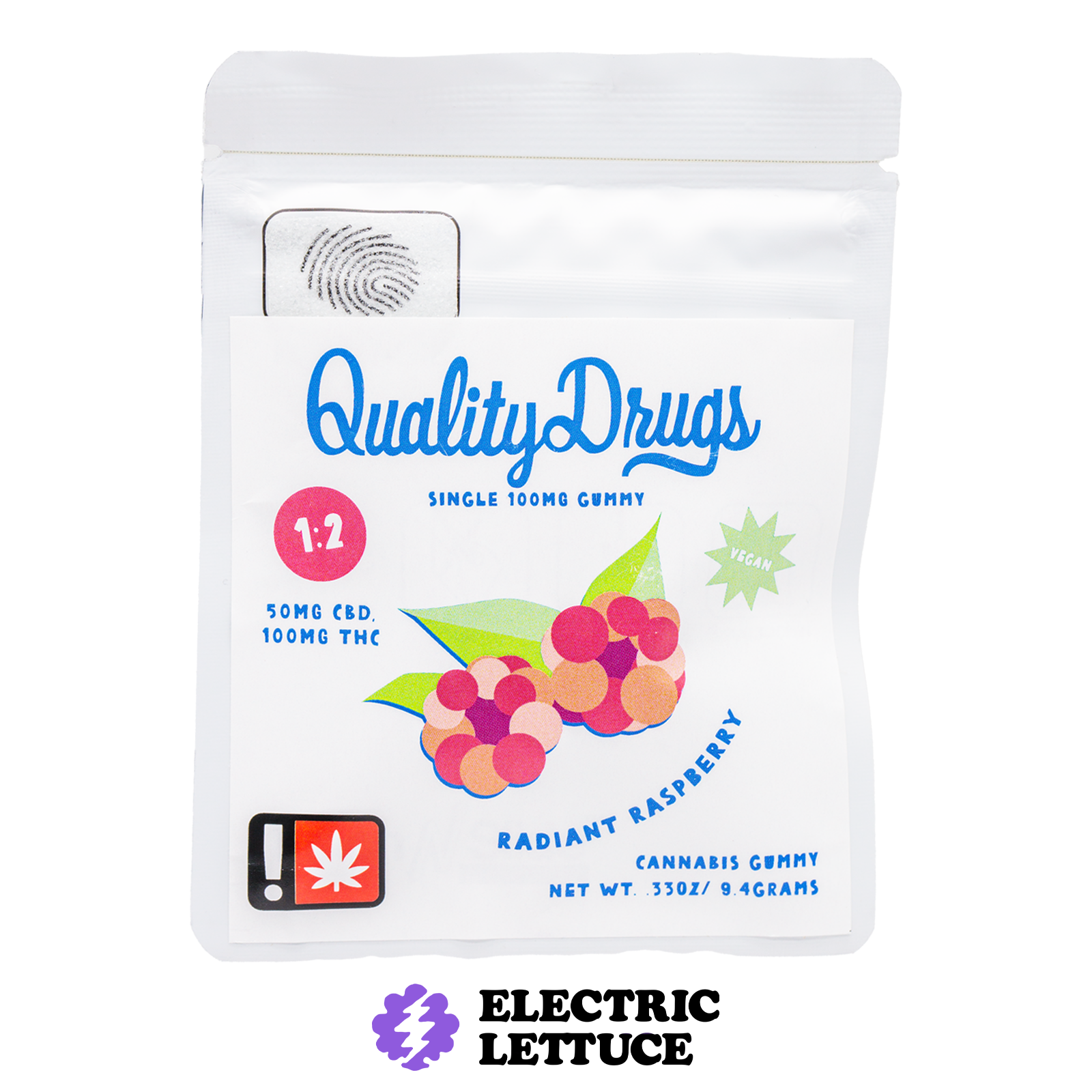 Photograph of product: Quality Drugs 1:2 Radiant Raspberry Single Gummy 100mg