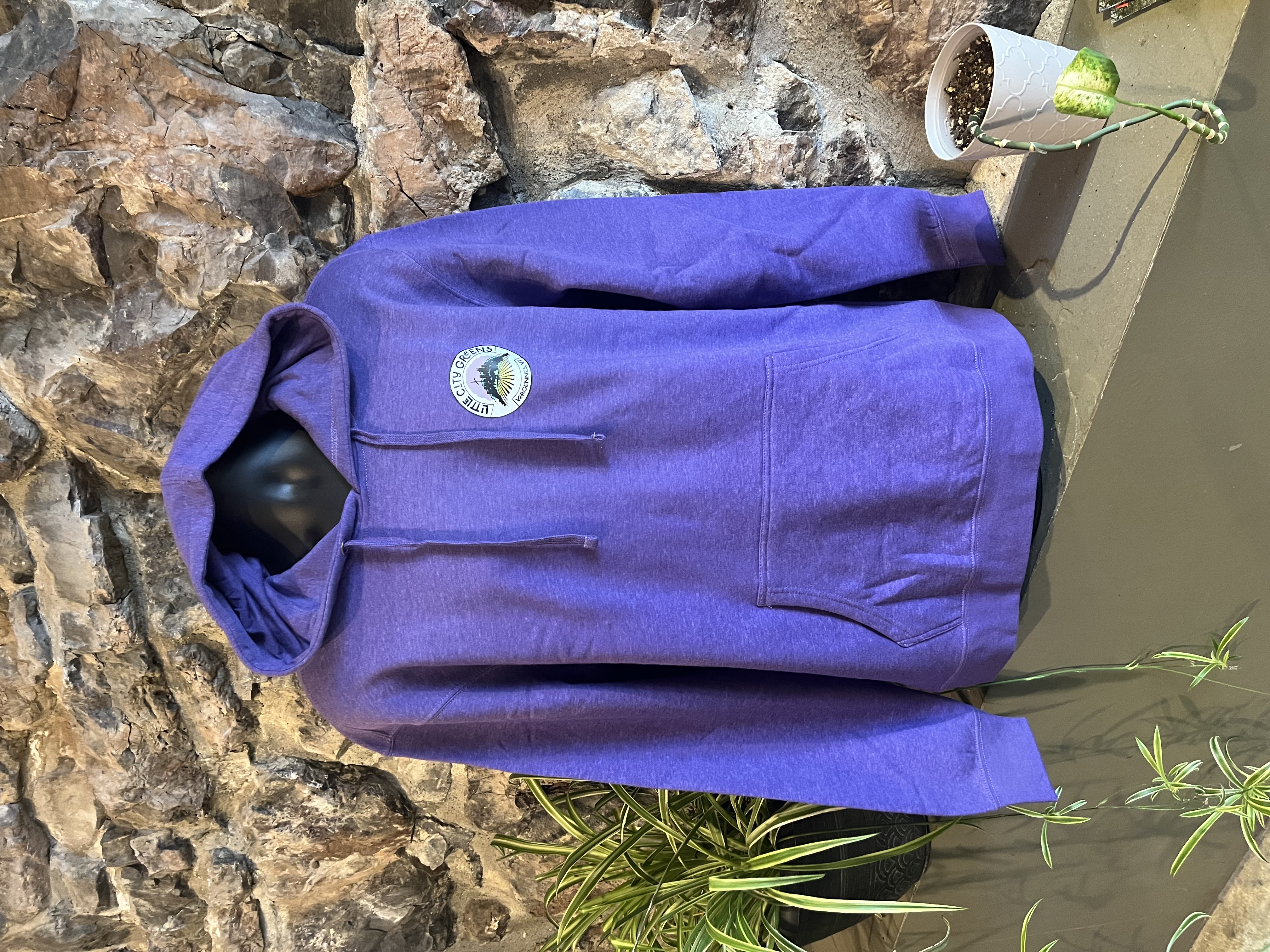 Photograph of product: Little City Greens Logo Fleece Lined Hoodie Sweatshirt - Heather Purple