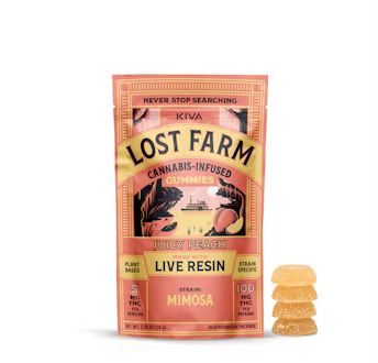 Photograph of product: Lost Farm  Mimosa X Juicy Peach Live Resin Gummies 20 Pack