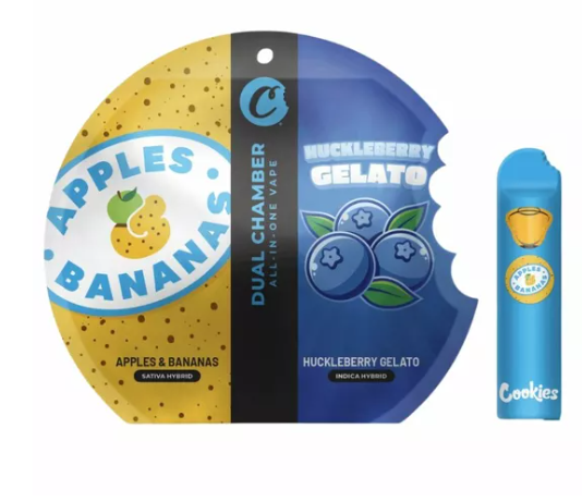 Photograph of product: COOKIES DUAL CHAMBER APPLES & BANANAS/ HUCKLEBERRY GELATO 2 X 0.5G
