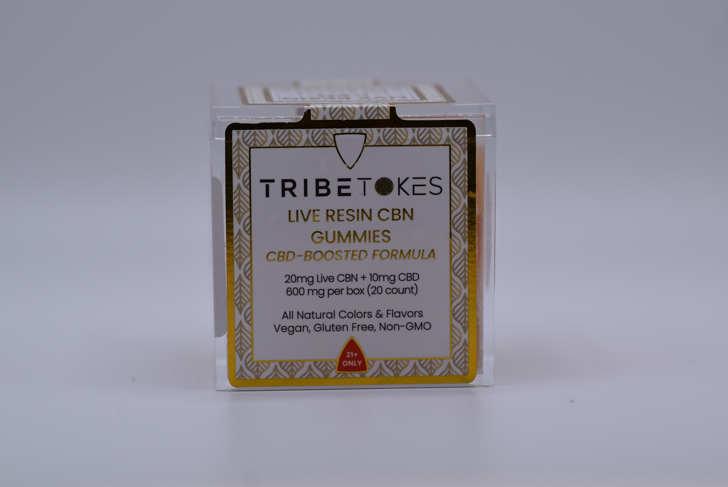 Photograph of product: Tribe Tokes | Peach 600mg | CBN Live Resin Gummies 20ct