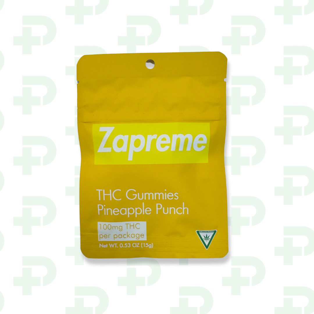 Photograph of product: Zapreme 100mg Gummies - Pineapple Punch