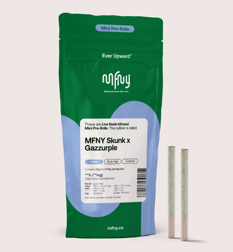 Photograph of product: MFNY | MFNY Skunk x Gazzurple | Infused PreRoll | 2pk