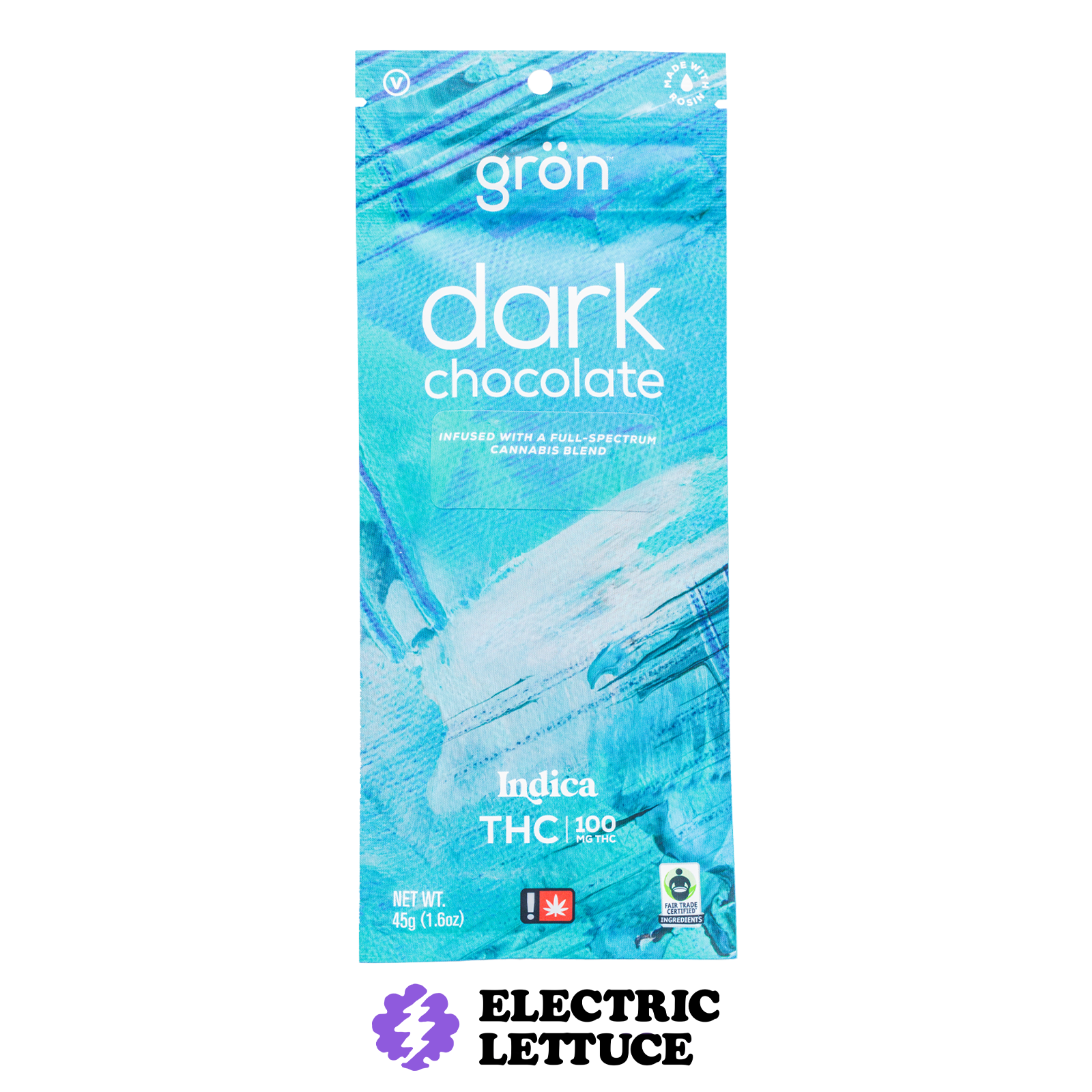 Photograph of product: Gron TH-oui Dark Chocolate Full Size Bar 100mg