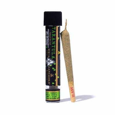 Photograph of product: D. Green Tarantula 1.2g Artisinal Sungrown Kief Infused Pre Roll - Log Cabin (S) - 