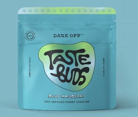 Photograph of product: AZ Daze Off Taste Buds Gummies - Blue Radberry 100mg (10pk)
