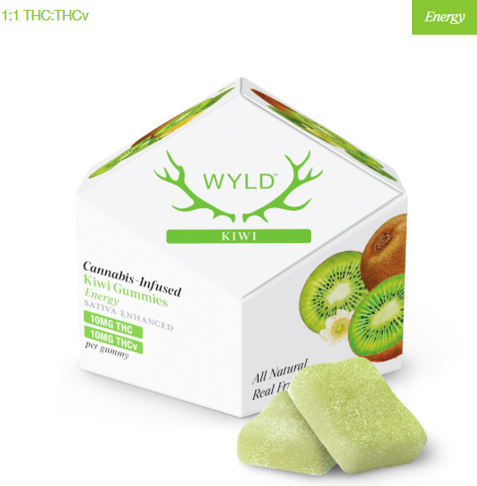 Photograph of product: Kiwi | Gummy | 1:1 TH-oui:TH-ouiV | 10pk/100mg:100mg