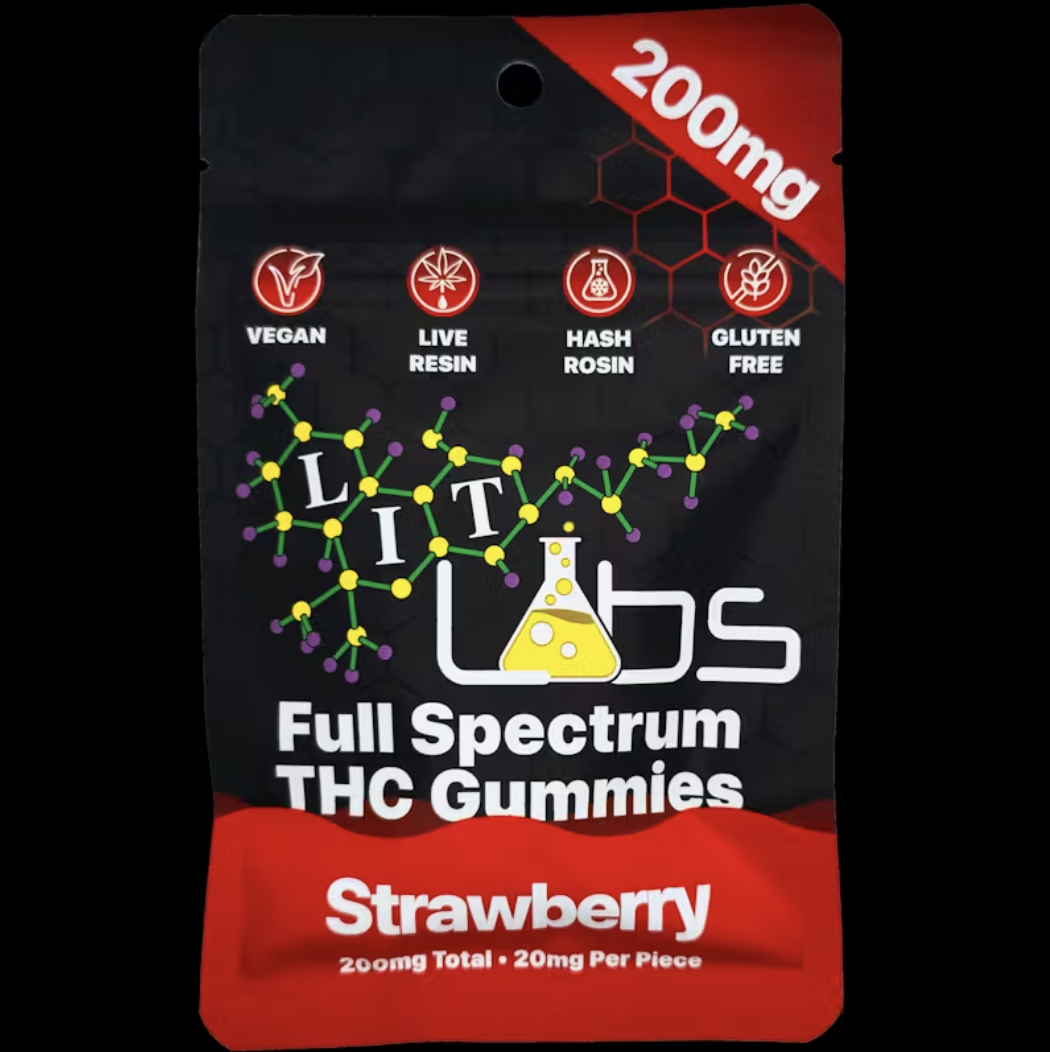 Photograph of product: Lit Labs 200mg Rosin+Resin Gummies - Strawberry