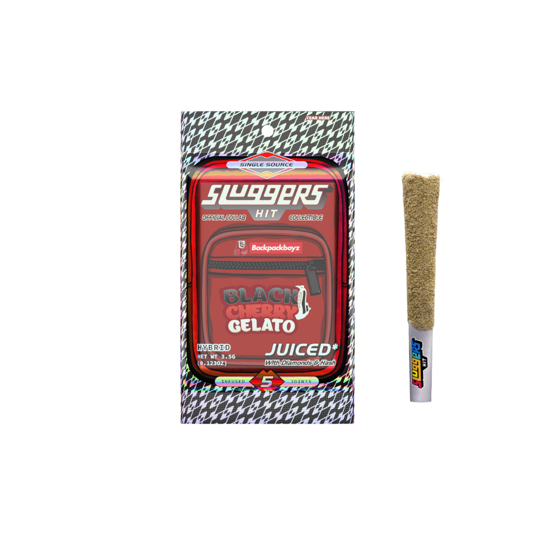 Photograph of product: BLACK CHERRY GELATO 3.5G INFUSED 5 PACK PREROLLS