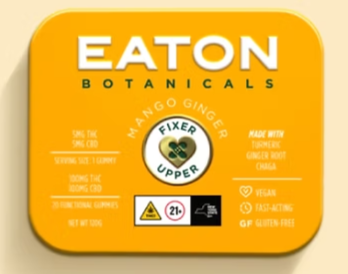 Photograph of product: EATON BOTANICALS | FIXER UPPER GUMMIES | MANGO GINGER | 100MG
