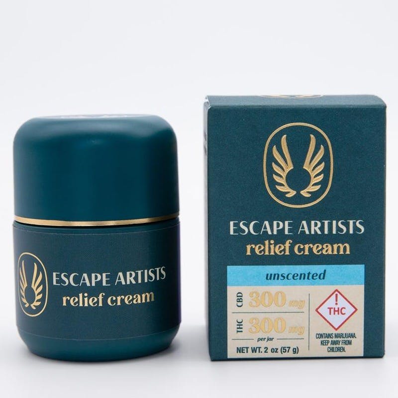 Photograph of product: Escape Artists - Unscented Relief Creme 2.0oz | 300mg CBD - 300mg TH-oui | 1-1 |