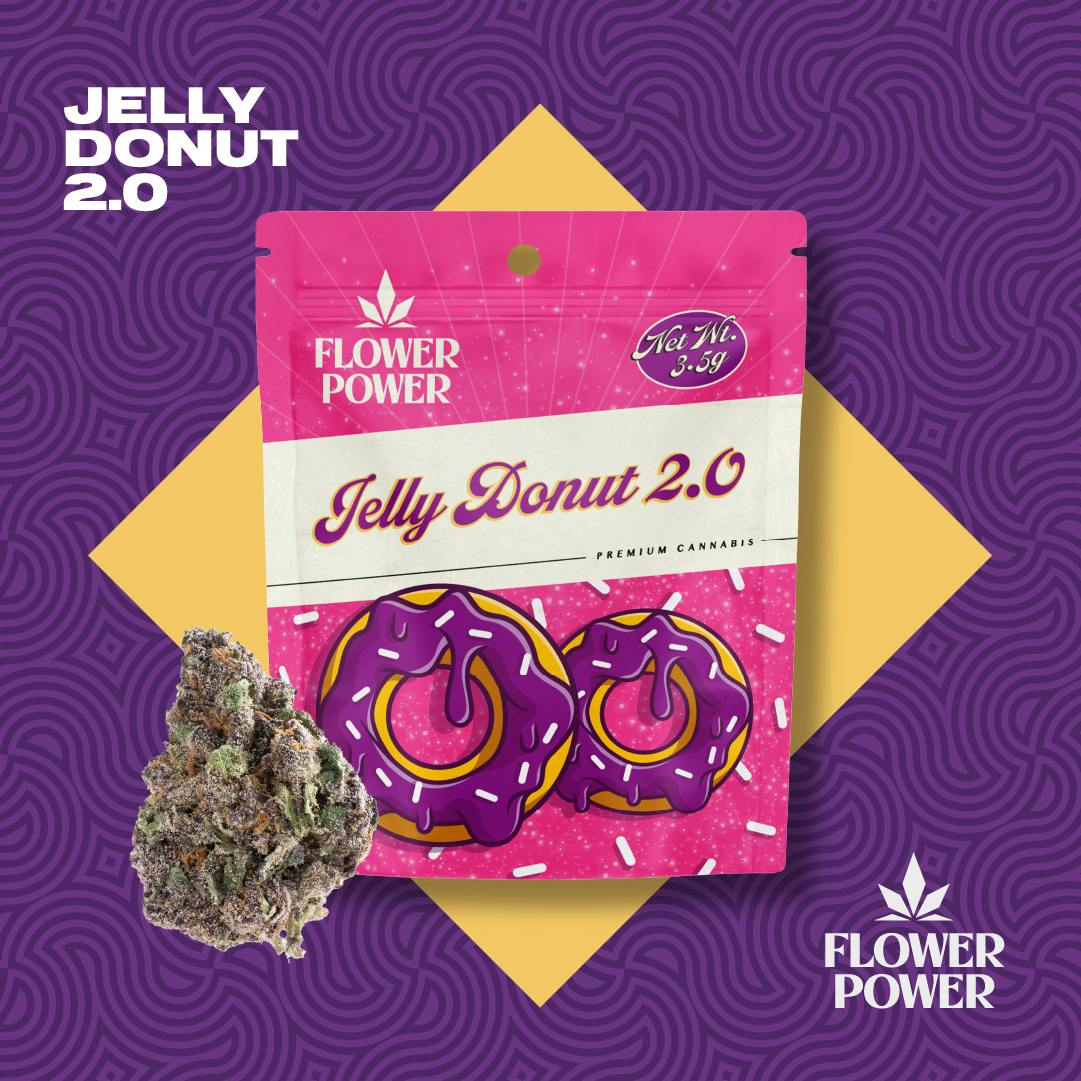 Photograph of product: Flower Power Oui'd | 3.5g Prepackaged Flower | Jelly Donut 2.0