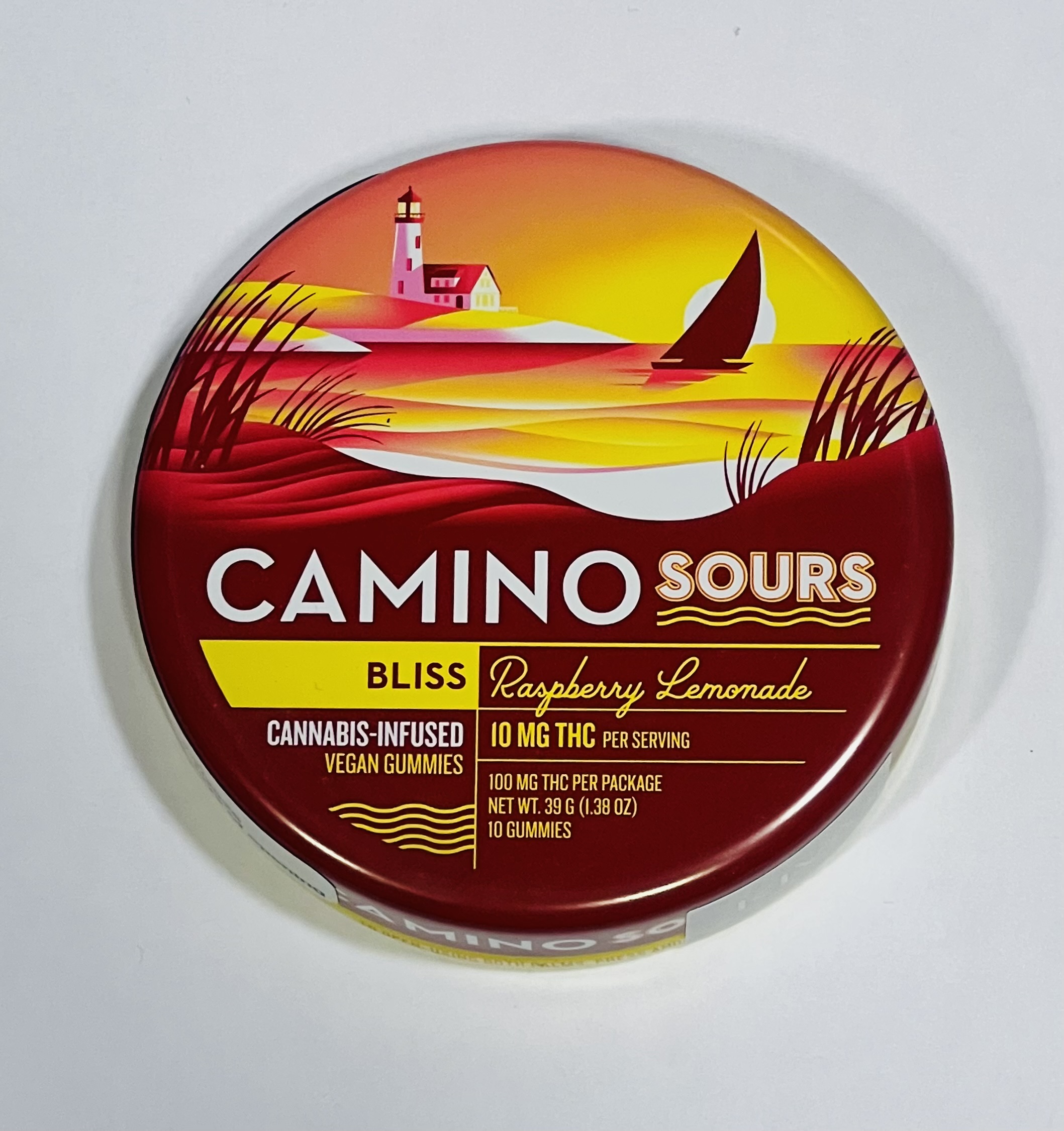 Photograph of product: Camino Sours Gummies | Raspberry Lemonade (Bliss) | 100mg