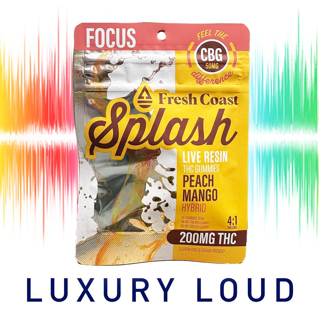 Photograph of product: Splash Peach Mango | Focus Live Resin Gummies 200mg