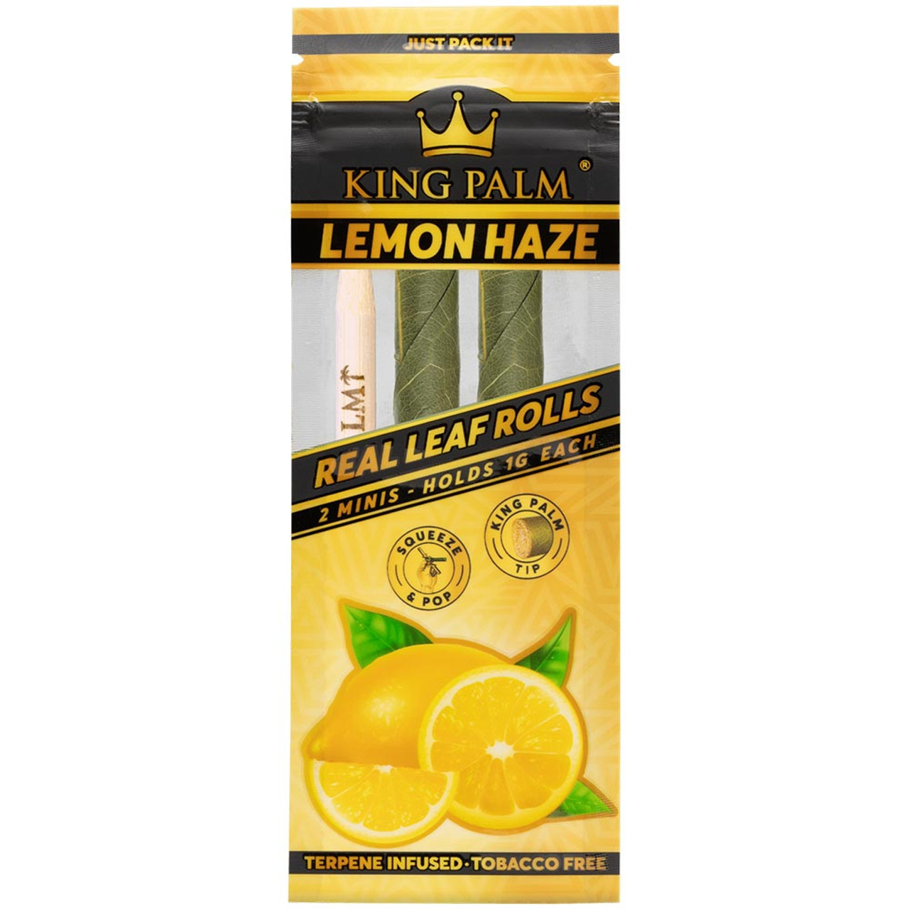 Photograph of product: KING PALM - 2PK - TERPENE INFUSED LEAF TUBES - MINI ROLLS - LEMON HAZE