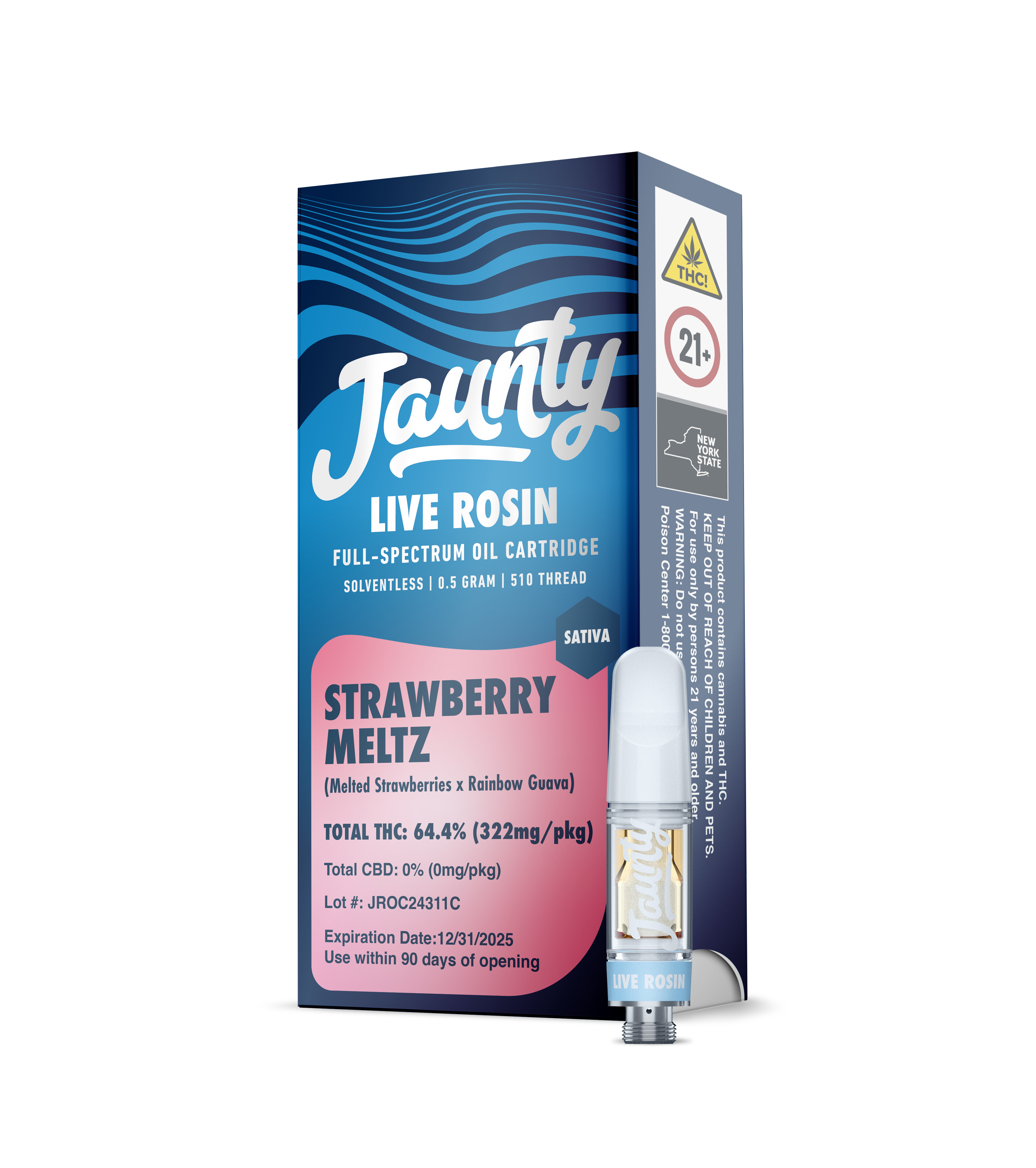 Photograph of product: JAUNTY | LIVE ROSIN VAPE CARTRIDGE | STRAWBERRY MELTZ