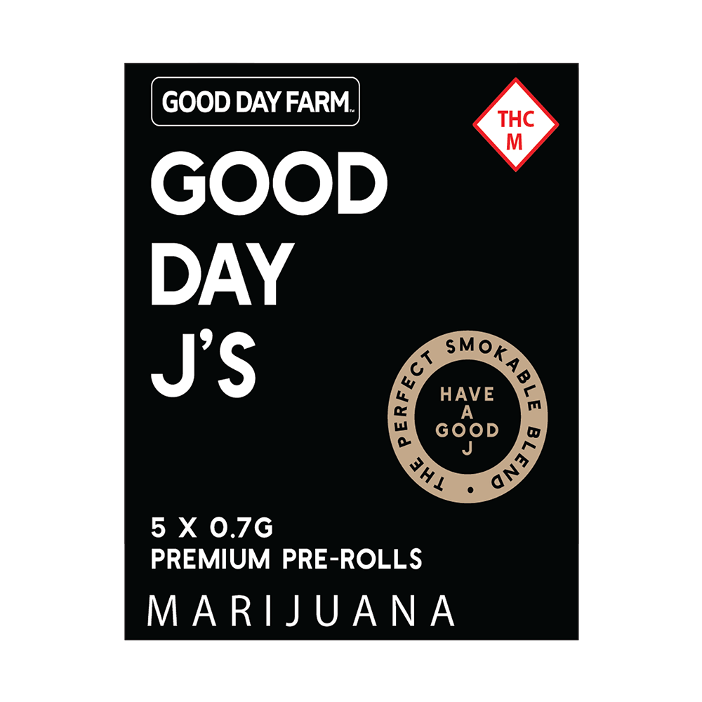 Photograph of product: GDF: Pre-Roll Pack | Tropical Union | Good Day J's | 0.7g ea | 5pk
