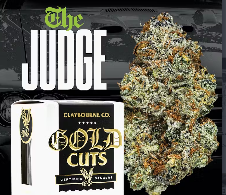 Photograph of product: Claybourne Co Gold Cuts The Judge Oui'd Flower 3.5g