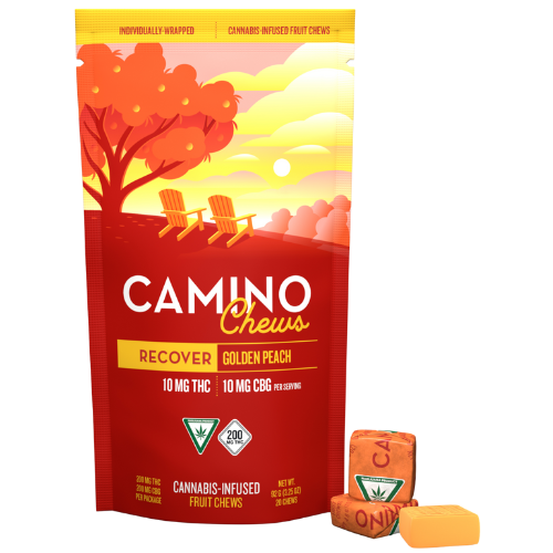 Photograph of product: Kiva Confections Camino Golden Peach Recover Fruit Chews 200mg TH-oui : 200mg CBG